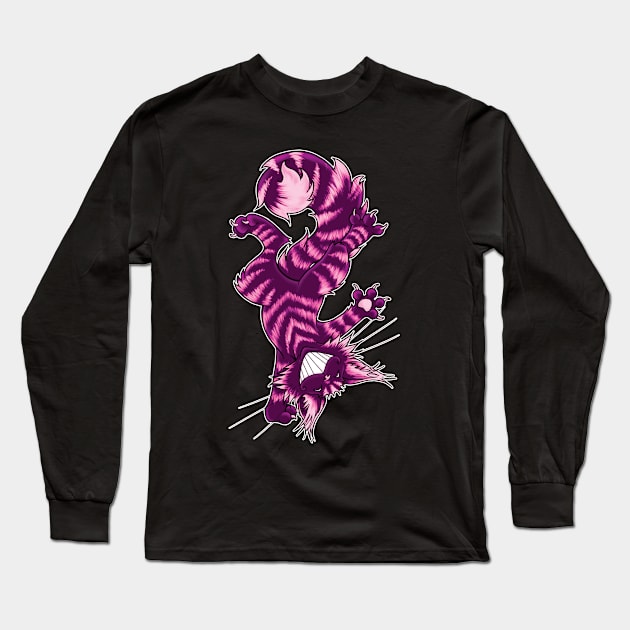 Magenta Cheshire Cat Long Sleeve T-Shirt by Cybercat